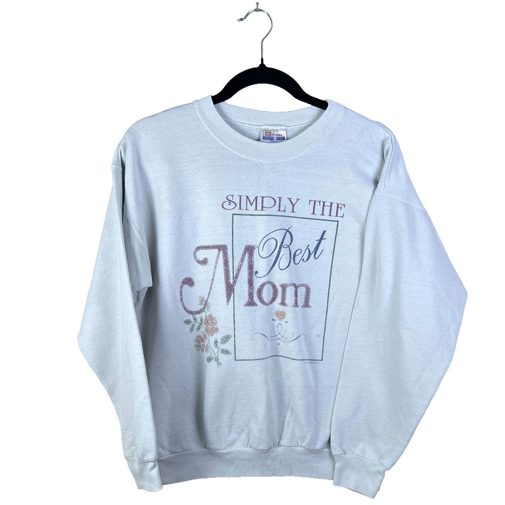 Vintage 1991 Hanes Simply The Best Mom Sweatshirt Gray Adult M Crewneck 90s